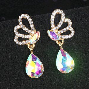 Prom Pageant Bridal Jewelry - AB Crystal Bridal Prom Pageant Drop Earrings Prom Pageant Bridal Jewelry - AB Crystal Bridal Prom Pageant Drop Earrings